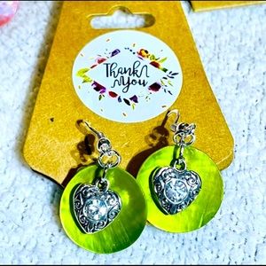 Heart 💚 Dangle Shell Earrings